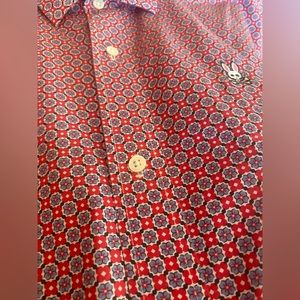 Psycho Bunny short sleeved button down shirt pink and blue flowers. 3XLT